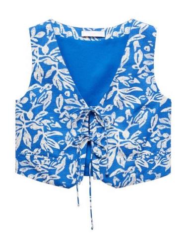 MANGO Bluse 'OCEAN'  azur / hvid