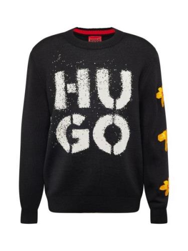 HUGO Pullover 'Stackon'  curry / mørkerød / sort / hvid