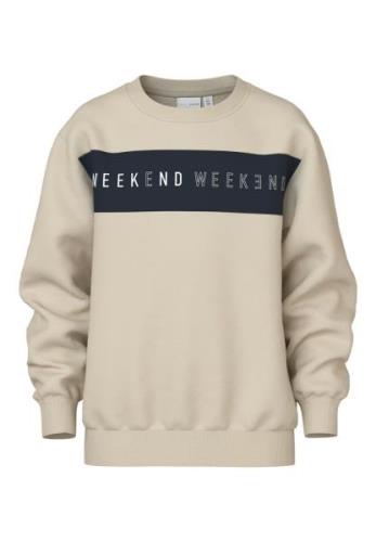 NAME IT Sweatshirt 'NKMVance'  beige / natblå / hvid