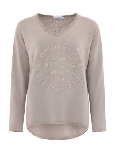 Zwillingsherz Sweatshirt 'Positive Mind'  taupe