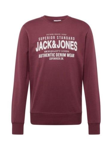 JACK & JONES Sweatshirt 'JJJeans'  vinrød / hvid