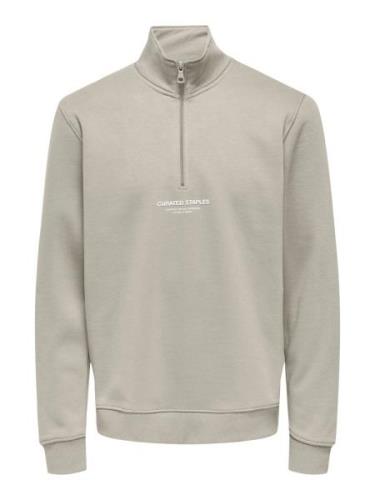 Only & Sons Sweatshirt 'ONSCURATED'  lysegrå / hvid