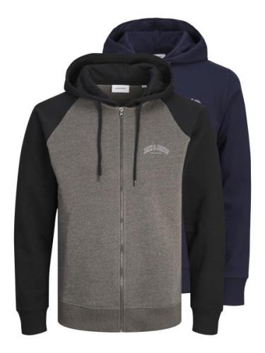 JACK & JONES Sweatshirt 'Ricky Alvis'  blå / grå-meleret / sort / hvid