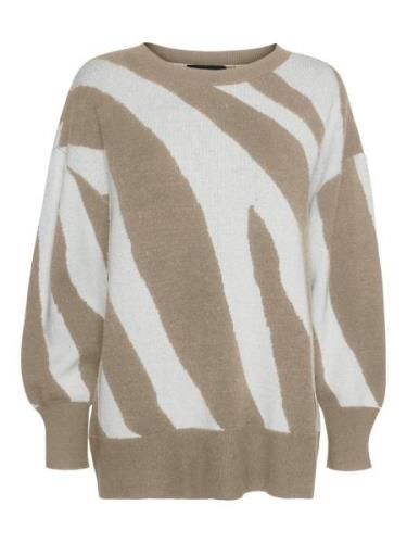 VERO MODA Pullover 'VMNancy'  mørkebeige / offwhite