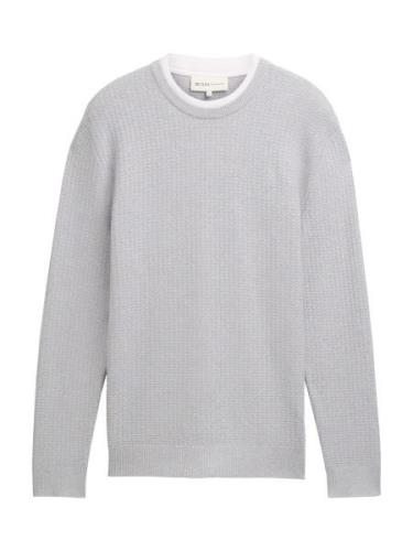 TOM TAILOR DENIM Pullover  lysegrå / hvid