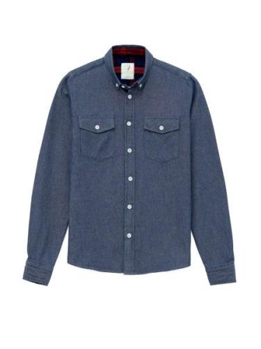 By Diess Collection Bluse  blue denim / hvid