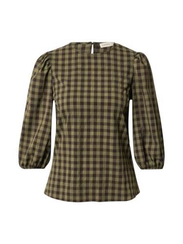 Oasis Bluse 'Gingham'  khaki / sort