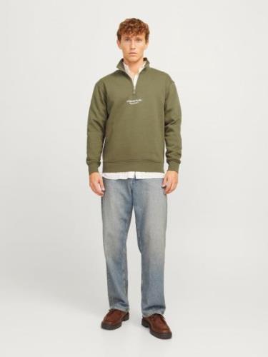 JACK & JONES Sweatshirt 'JORVESTERBRO'  oliven / offwhite