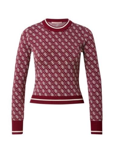 GUESS Pullover 'LISE'  bordeaux / hvid