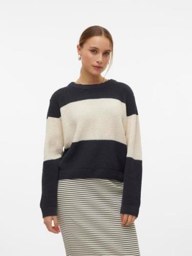 VERO MODA Pullover 'VMAGATE'  sort / naturhvid