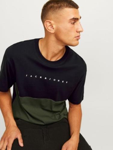 JACK & JONES Bluser & t-shirts 'JJSTAR'  oliven / sort / hvid