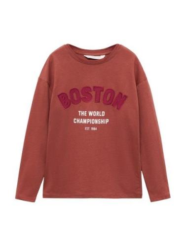 MANGO KIDS Shirts 'BOSTON'  burgunder / orangerød / hvid