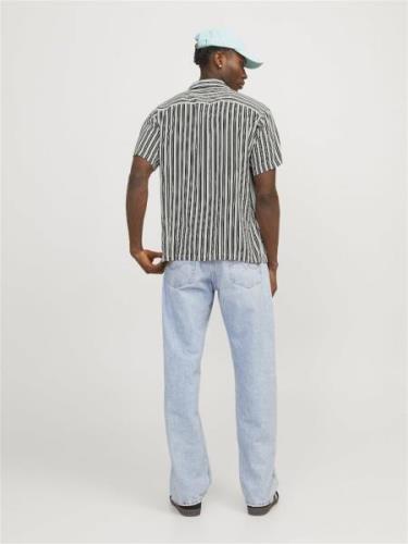 JACK & JONES Skjorte 'Luke Aruba'  sort / hvid