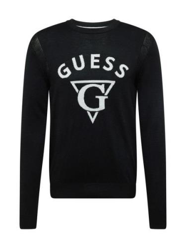 GUESS Pullover 'EDGAR'  sort / hvid-meleret