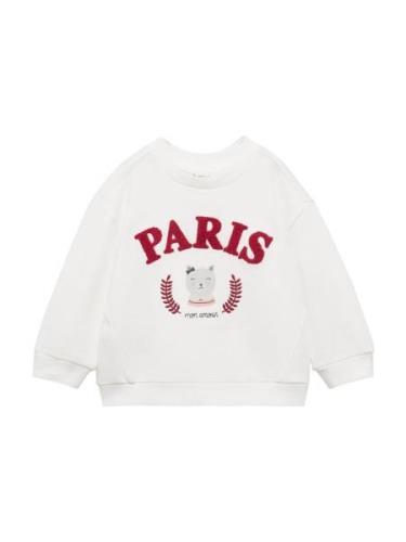 MANGO KIDS Sweatshirt 'GATO'  lysegrå / vinrød / hvid