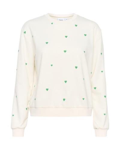 SAINT TROPEZ Sweatshirt 'Dagna'  grøn / hvid