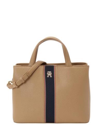 TOMMY HILFIGER Håndtaske 'LEGACY'  navy / guld / khaki / rød