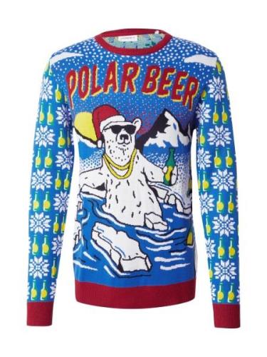 Lindbergh Pullover 'Beer Xmas'  blå / rød / sort / hvid