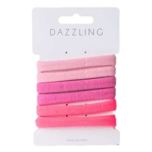 Dazzling Hår 6-pack Hair Ties Pink