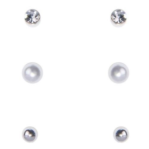 Dazzling Klassiker 3-pack Earrings Pearls & Crystals Silver