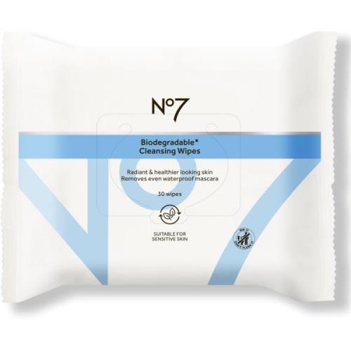 No7 Essential Cleansing Biodegradable Wipes 30 stk