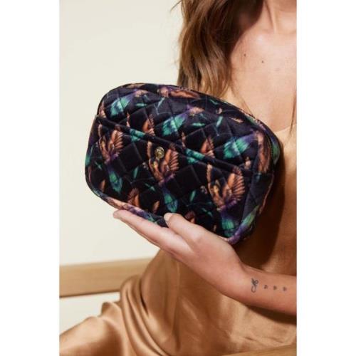 Fan Palm Black Hummingbird  Medium Beauty Bag