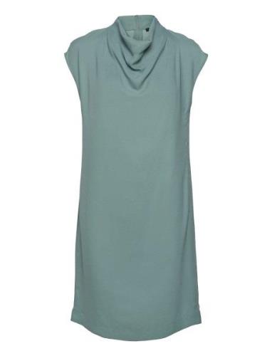 Crêpe Dress With A Waterfall Collar Esprit Collection Blue