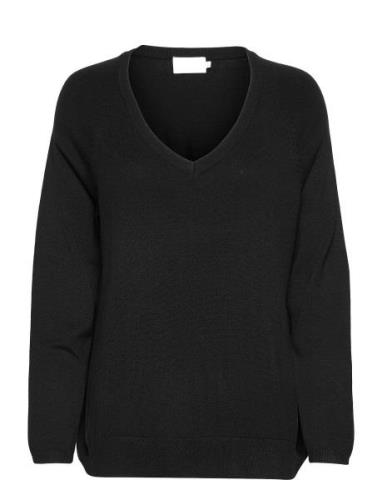 Peony V- Neck Pullover Minus Black