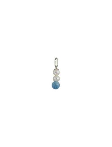 Pearl Stick Charm 4Mm Silver Design Letters Blue