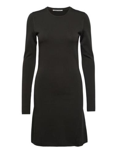 Klara Fine Rib Dress Wood Wood Black