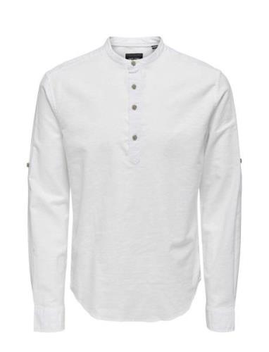 Onscaiden Ls Halfplackt Linen Shirt Noos ONLY & SONS White