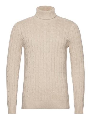 Slhryan Structure Roll Neck W Selected Homme Beige