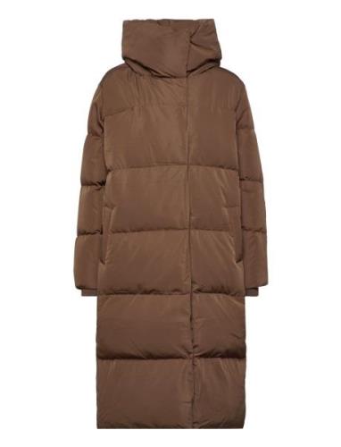 Objlouise Long Down Jacket Noos Object Brown