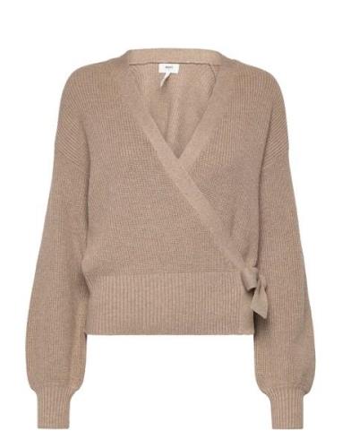 Objmalena L/S Wrap Cardigan Noos Object Beige