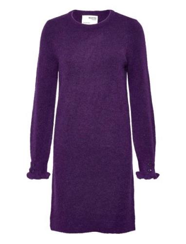 Slfsia Juma Ls Knit O-Neck Dress B Selected Femme Purple