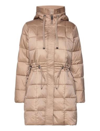 Quilted Coat With Drawstring Waist Esprit Collection Beige