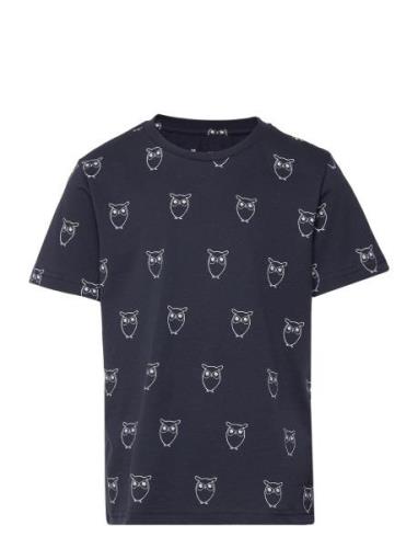 Owl Aop T-Shirt - Gots/Vegan Knowledge Cotton Apparel Navy