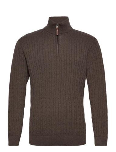 1/2 Zip Cable Knit Lindbergh Brown