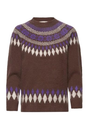 Crcherry Knit Pullover Cream Patterned