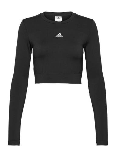 Adidas Aeroknit Seamless Fitted Cropped Long-Sleeve Top Adidas Perform...