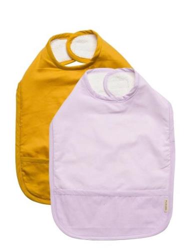 Bibs With Velcro 2-Pack - Golden Mustard/Light Lavender Filibabba Purp...