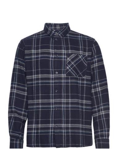 Light Flannel Checkered Relaxed Fit Knowledge Cotton Apparel Navy