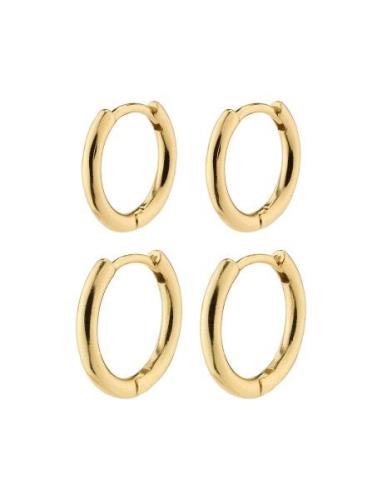 Leaf Recycled 2-In-1 Set Huggie Hoops Gold-Plated Pilgrim Gold