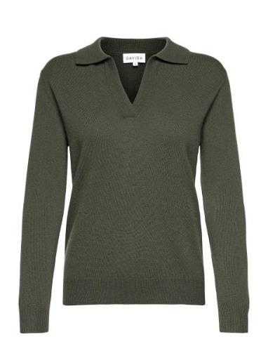 Open Collar Sweater Davida Cashmere Green
