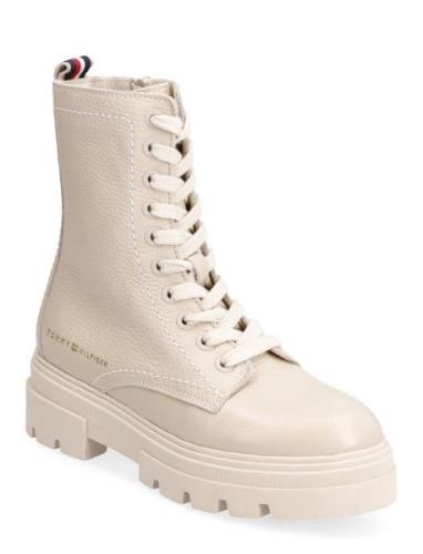 Monochromatic Lace Up Boot Tommy Hilfiger Beige