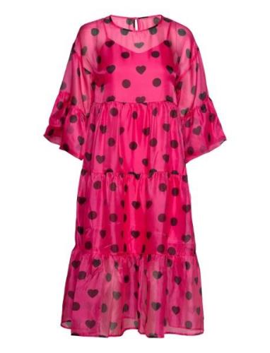 Yaspolkalove 3/4 Midi Dress - Show YAS Pink