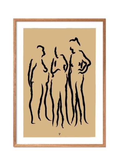 Three Ladies Talking Poster & Frame Patterned