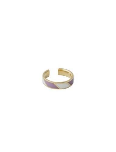 Striped Candy Ring Design Letters Purple