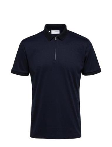 Slhfave Zip Ss Polo Noos Selected Homme Navy