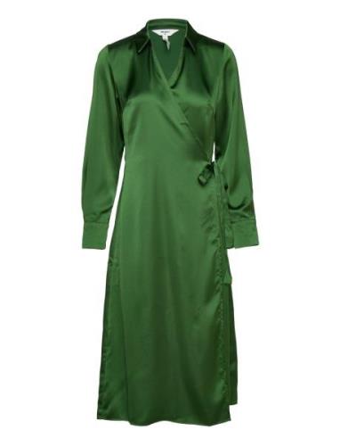 Objsateen Tania Ls Wrap Dress A Div Object Green